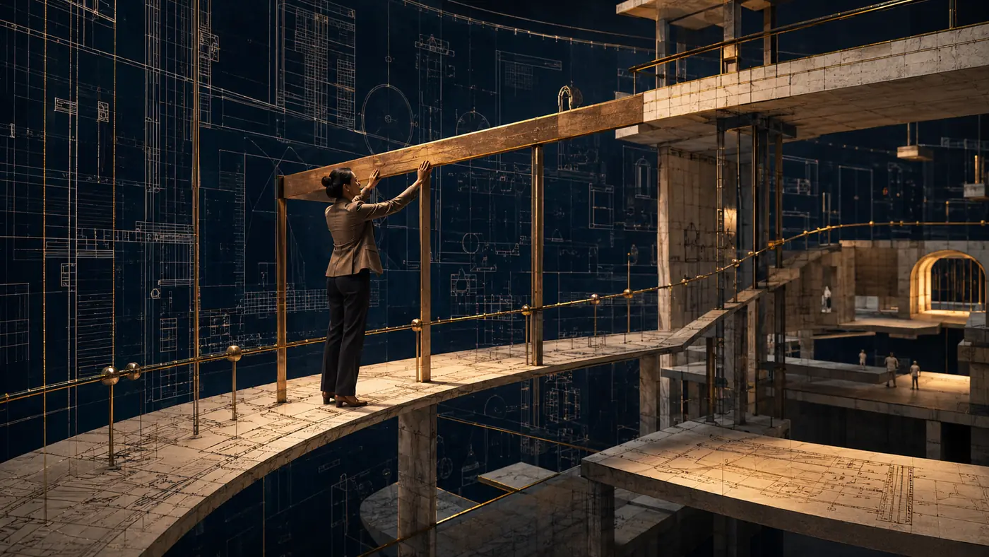 A human enterprise architect shaping a governed system